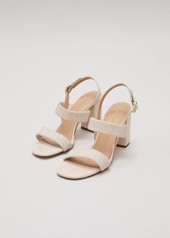 Phase Eight Leather Double Strap Block Heels White Canada | CLIDKB-139